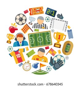 Soccer or european football vector flat icons set. Football or soccer ball for sport game illustration