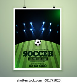 Soccer event flyer template Eps10, Football brochure, Soccer magazine cover.
