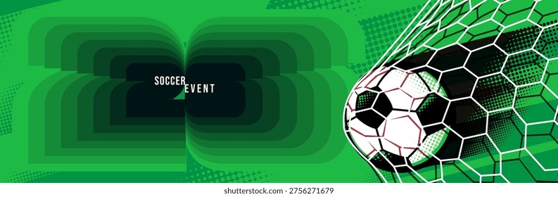  Evento de fútbol, torneo, Vector conjunto de fondo con Formas geométricas de colores, pelotas de fútbol