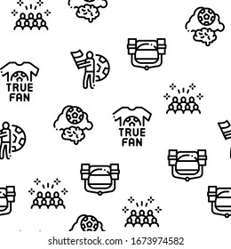 Soccer Fan Attributes Seamless Pattern Vector Thin Line. Illustrations