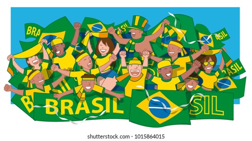Soccer fans cheering