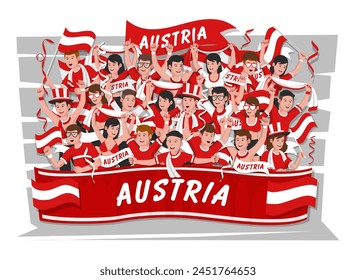 Soccer fans cheering. Austria team.