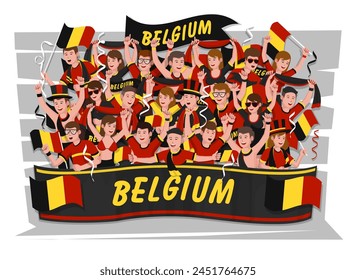 Soccer fans cheering. belgium team.