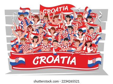 Soccer fans cheering. Croatia team