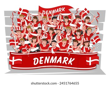 Soccer fans cheering. Denmark team.