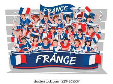 Soccer fans cheering. France team.