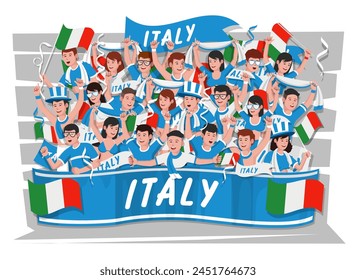 Soccer fans cheering. italy team.