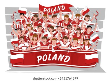 Soccer fans cheering. poland team.