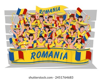 Soccer fans cheering. Romania team.