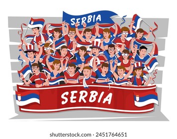 Soccer fans cheering. Serbia team.