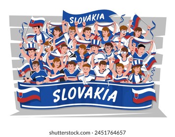 Soccer fans cheering. Slovakia team.