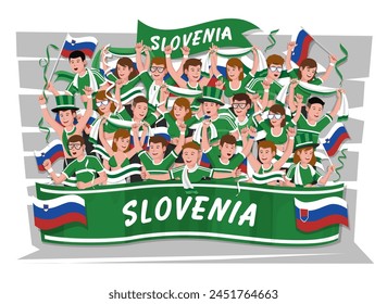 Soccer fans cheering. Slovenia team.