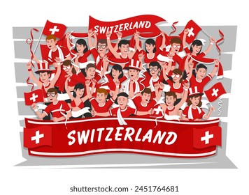 Soccer fans cheering. Switzerland team.