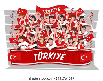 Soccer fans cheering. Turkey team.