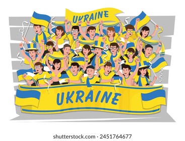 Soccer fans cheering. Ukraine team.