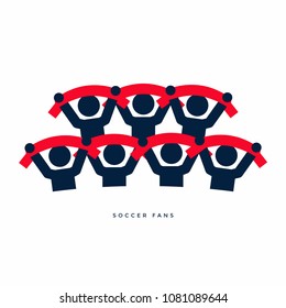 Soccer fans with scarves. vector