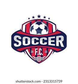 Soccer FC design emblem for sport soccer team. Vector illustration