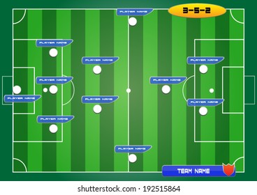 soccer field background with strategy formation tactics 3-5-2