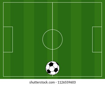 Soccer field with a ball