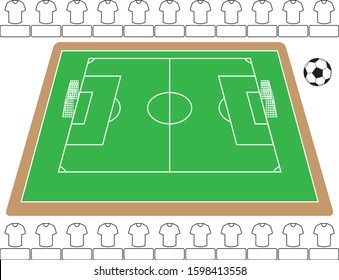 Soccer field and soccer ball vector illustration
