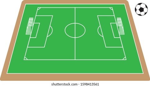 Soccer field and soccer ball vector illustration