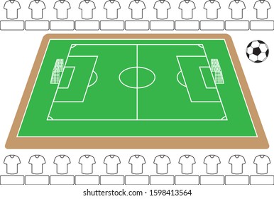 Soccer field and soccer ball vector illustration
