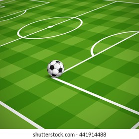 Soccer field with the ball vector illustration