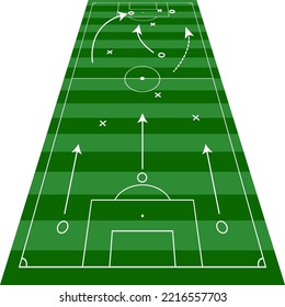 La pizarra de campo de fútbol en perspectiva