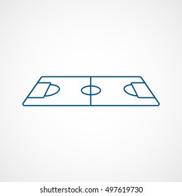 Soccer Field Blue Line Icon On White Background