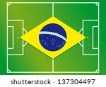 soccer field brazil flag vector illustration