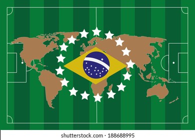 soccer field brazil flag vector illustration