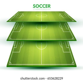 Soccer field collection. Perspective elements. Vector illustration