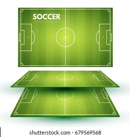 Soccer field collection. Perspective elements. Vector illustration