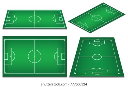 Soccer field collection. Perspective elements. Vector illustration