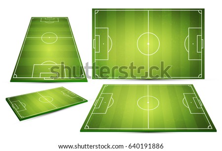 Soccer field collection. Perspective elements. Vector illustration