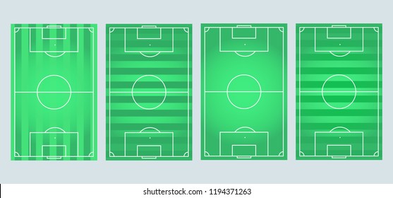 Soccer field collection.Soccer, european football field in different point. Soccer green field for game