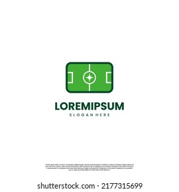 Fußballfeld kombiniert mit dem Design des Kompass-Logos kreatives Konzept