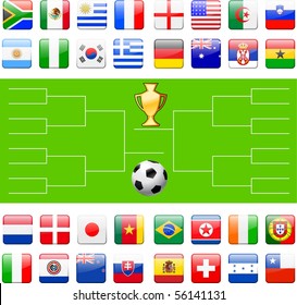 Soccer Field with Competing Team Flags Original Illustration