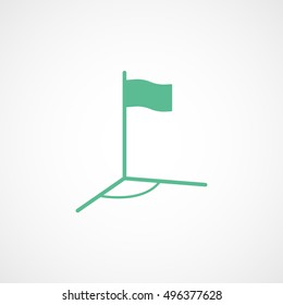 Soccer Field Corner Green Flat Icon On White Background