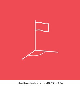 Soccer Field Corner Line Icon On Red Background
