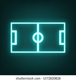 Soccer field. Cyan neon icon in the dark. Bluring. Luminescence. Illustration.