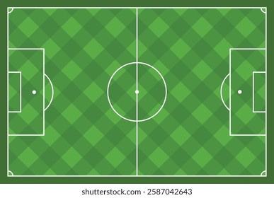 Soccer field with diagonal checker patter - top view - vector