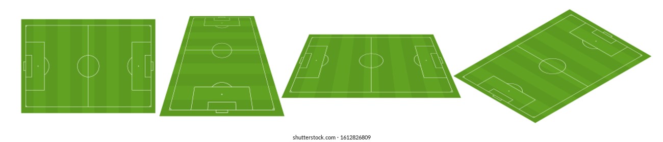 soccer field in different perspectives. Soccer, european football field in different point of perspective view. 2020 european football championship. Soccer field for UEFA 2020.