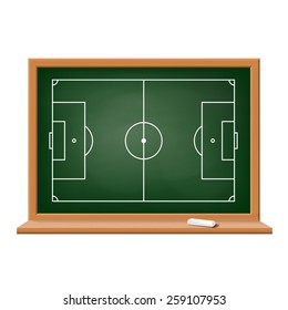 Soccer field drawn on a blackboard. Vector image.