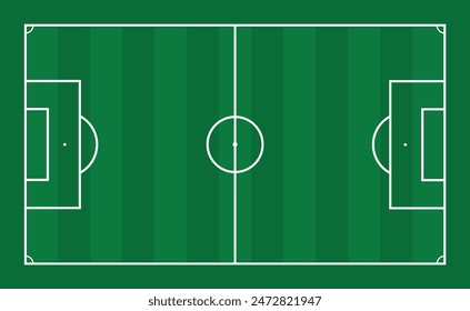 Soccer field, empty grass land for play football. Vector of sports ground, athletic field, football ground or soccer field surface, grassland and recreation area, football lawn illustration