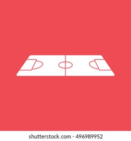 Soccer Field Flat Icon On Red Background