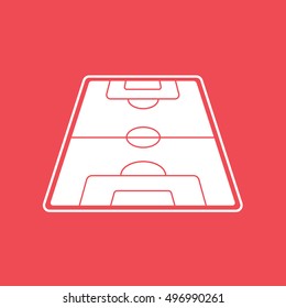 Soccer Field Flat Icon On Red Background