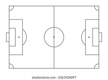 Campo de fútbol de estilo plano. Ilustración vectorial del estadio de fútbol sobre fondo aislado. El plan deportivo firma el concepto de negocio.