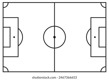 Soccer field in flat style. Football stadium vector illustration on isolated background. Sport plan sign business concept.