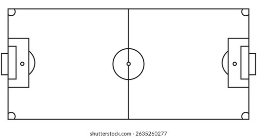 Soccer field in flat style. Football stadium vector illustration on isolated background. Sport plan sign business concept.